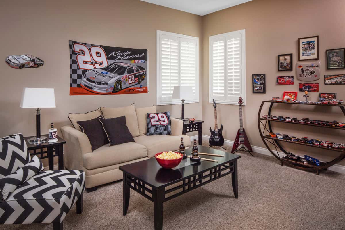 Atlanta man cave with shutters